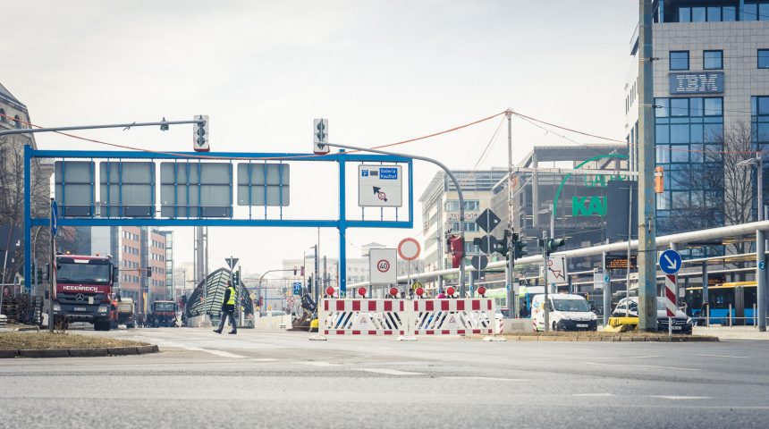 Stadtverkehr in der Umbauphase – Zentralhaltestelle