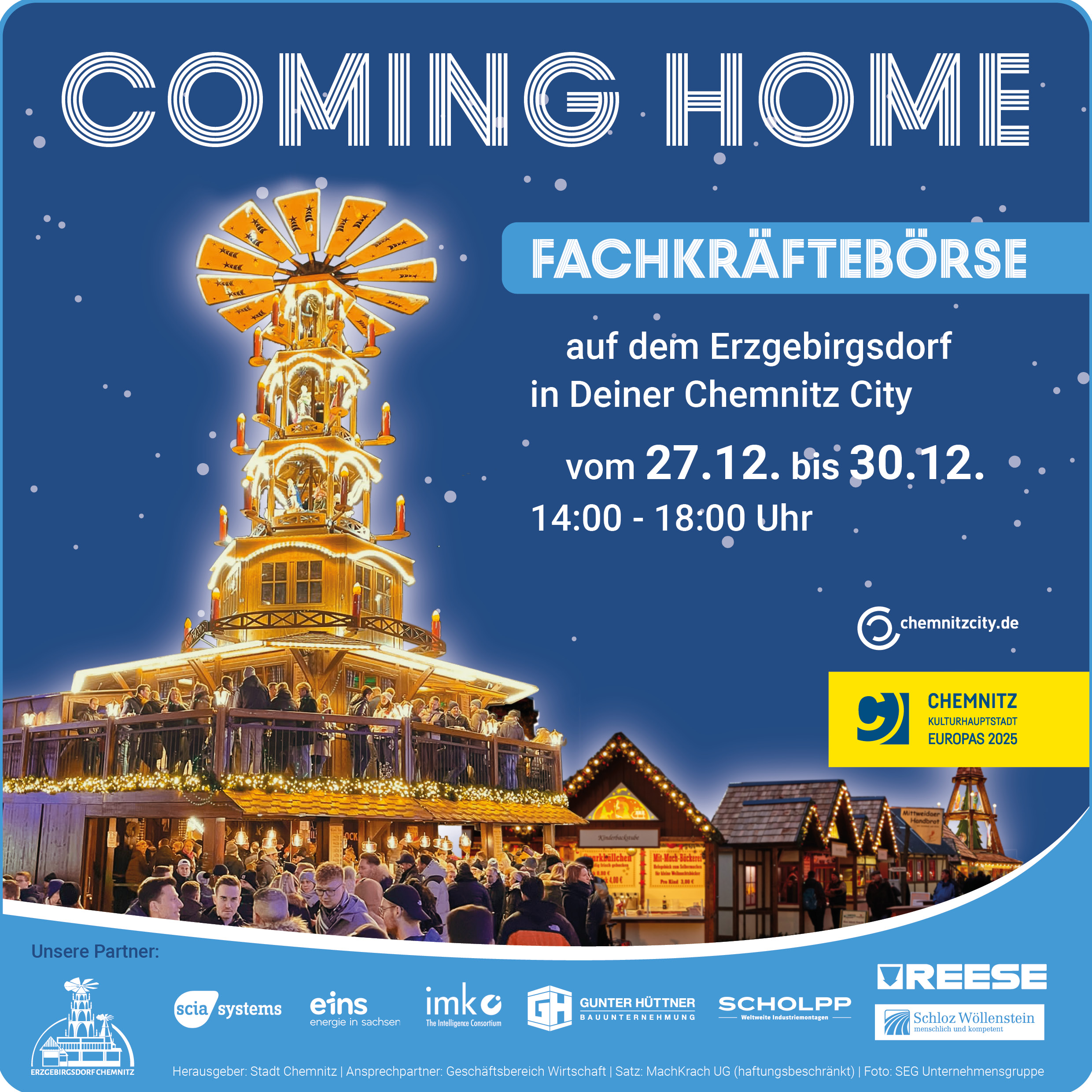 “Coming home”-Weihnachtsmarkt in Chemnitz vom 27. bis 30. Dezember